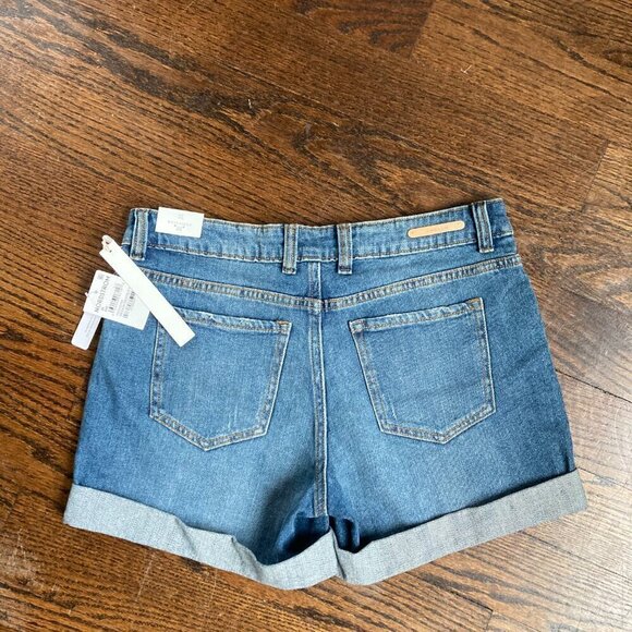 Caslon Cuffed Boyfriend Blue Denim Jean Shorts  5 Pocket Zip Front - Picture 7 of 8
